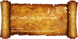 Örmény Kalliopé névjegykártya
